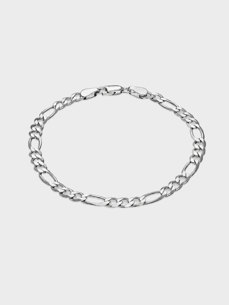 925 Sterling Silber Figaroarmband massiv rhodiniert Aurify