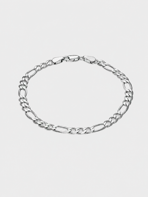 925 Sterling Silber Figaroarmband massiv rhodiniert
