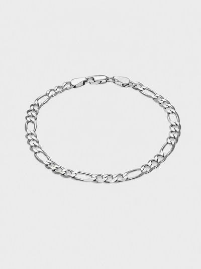 925 Sterling Silber Figaroarmband massiv rhodiniert