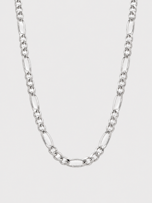 925 Sterling Silber Figarokette massiv rhodiniert
