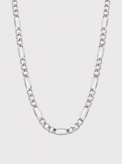 925 Sterling Silber Figarokette massiv rhodiniert