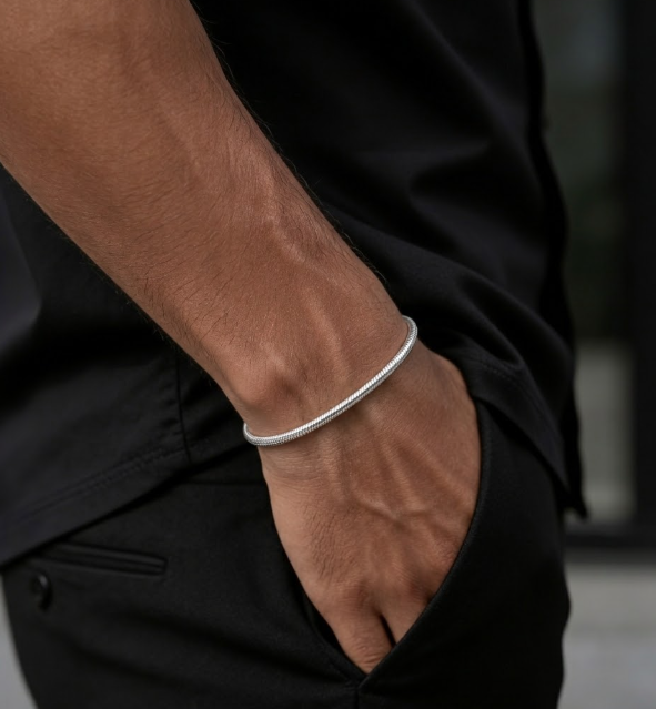 Massives Schlangenarmband – hochwertig versilbert