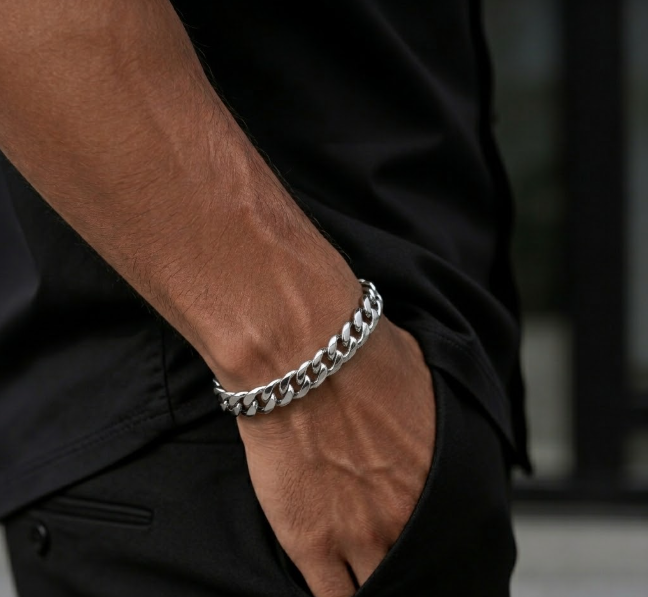 925 Sterling Silber Panzerarmband massiv rhodiniert alternate product image