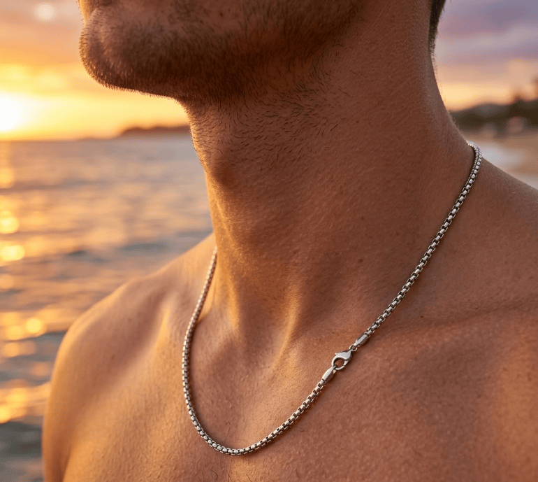 Aurify Box Kette aus Edelstahl Massiv