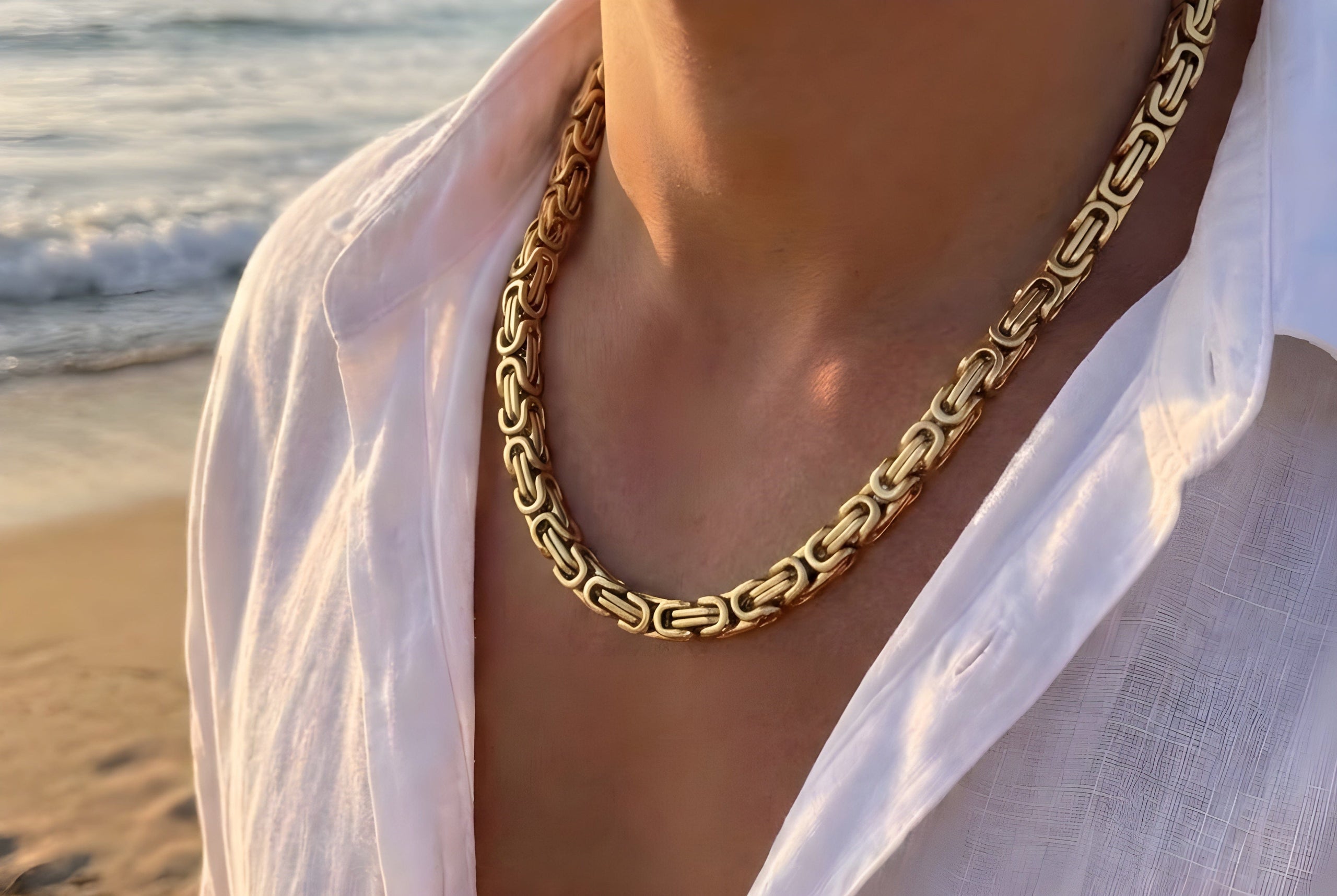 Aurify Premium Königskette Massives Vierkant Design Edelstahl