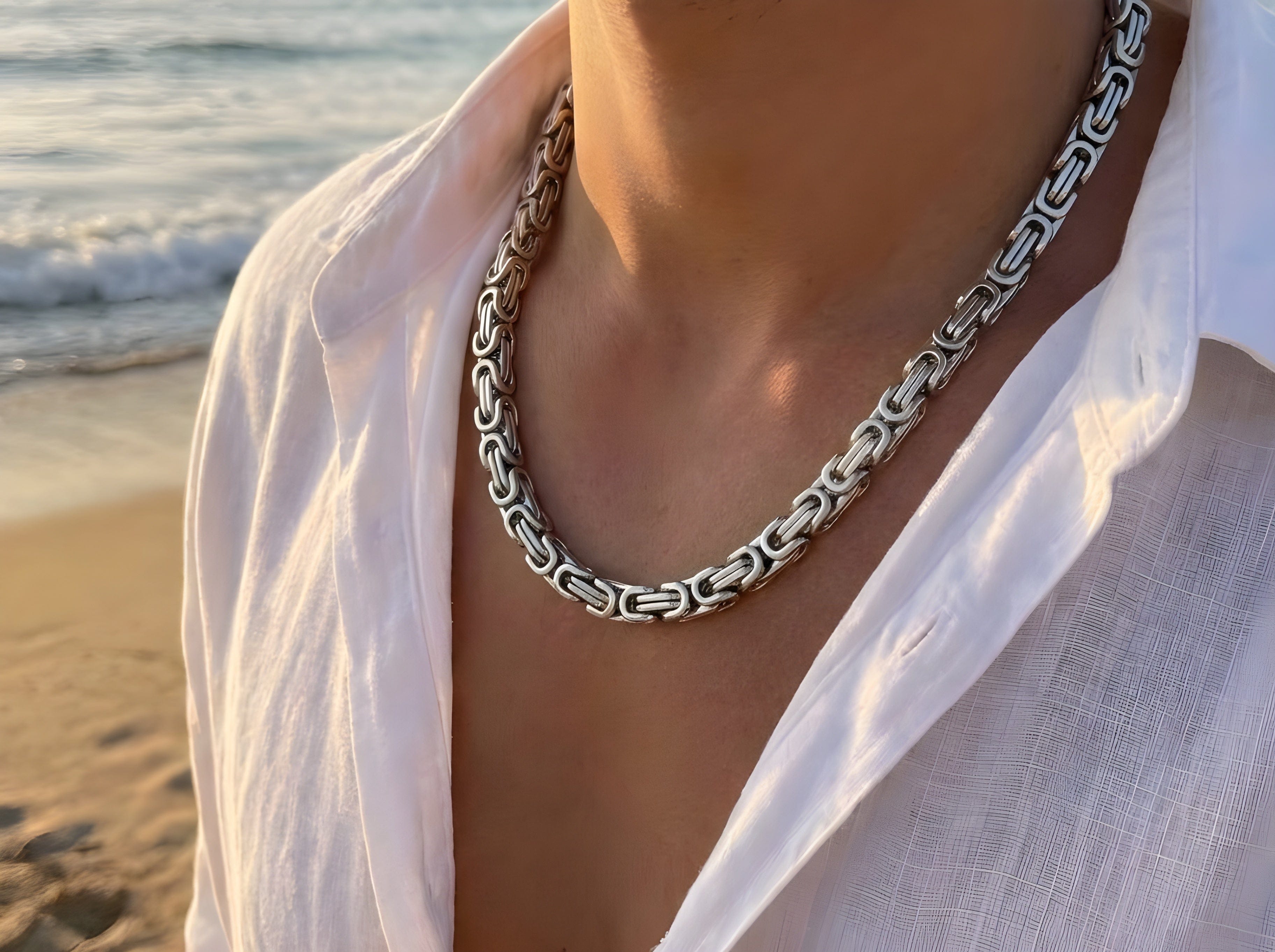 Aurify Premium Königskette Massives Vierkant Design Edelstahl