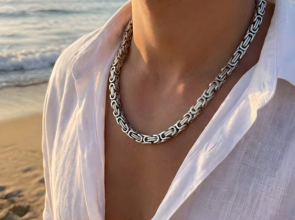 Aurify Premium Königskette Massives Vierkant Design Edelstahl