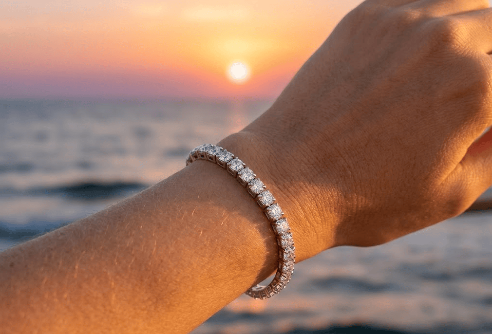 Aurify Versilbertes Tennis-Armband mit Zirkonia, massiv gearbeitet