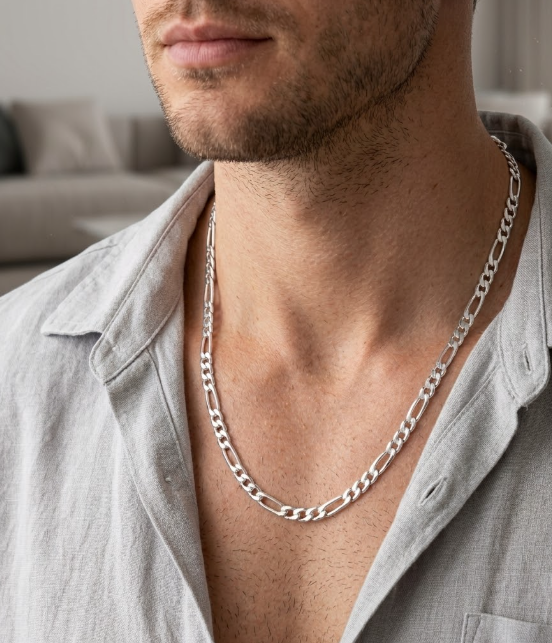 925 Sterling Silber Figarokette massiv rhodiniert alternate product image