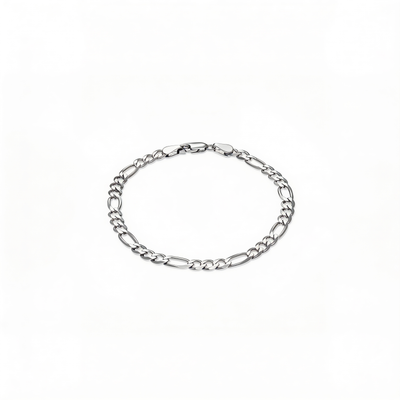 925 Sterling Silber Figaroarmband massiv rhodiniert
