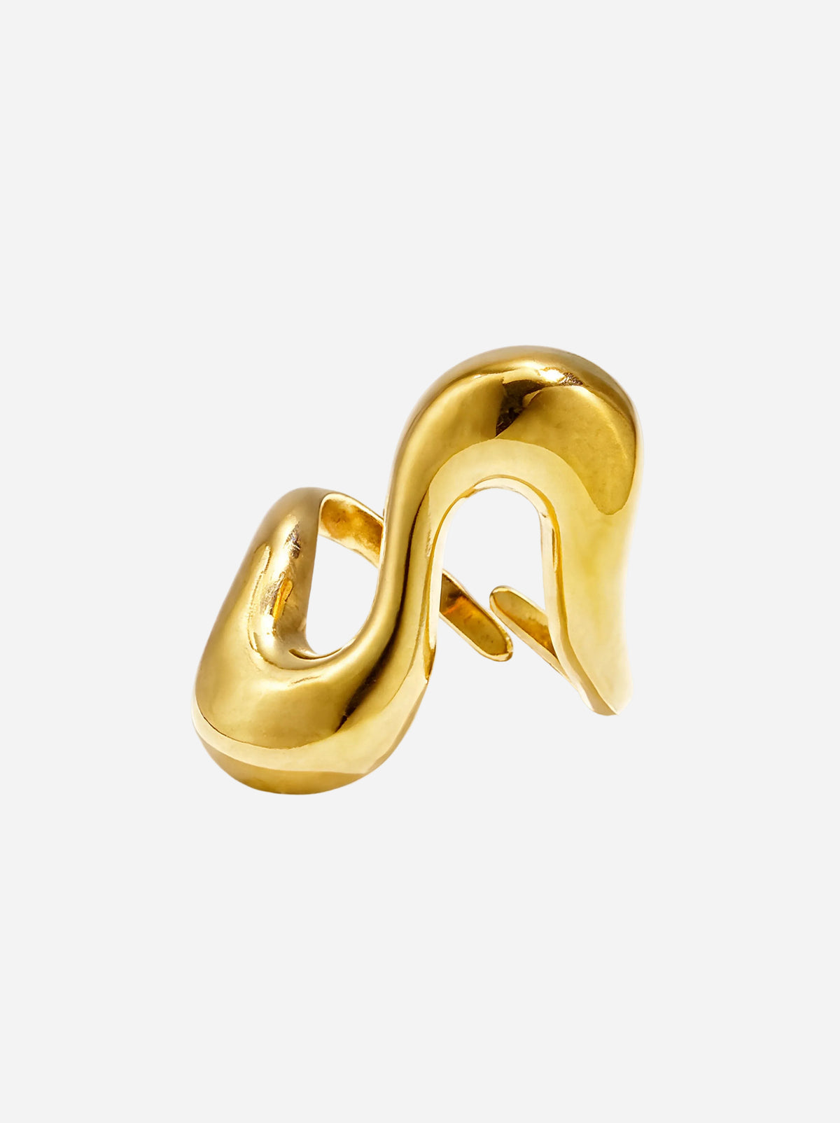 Goldfarbener Ring mit herzförmiger, geschwungener Öse