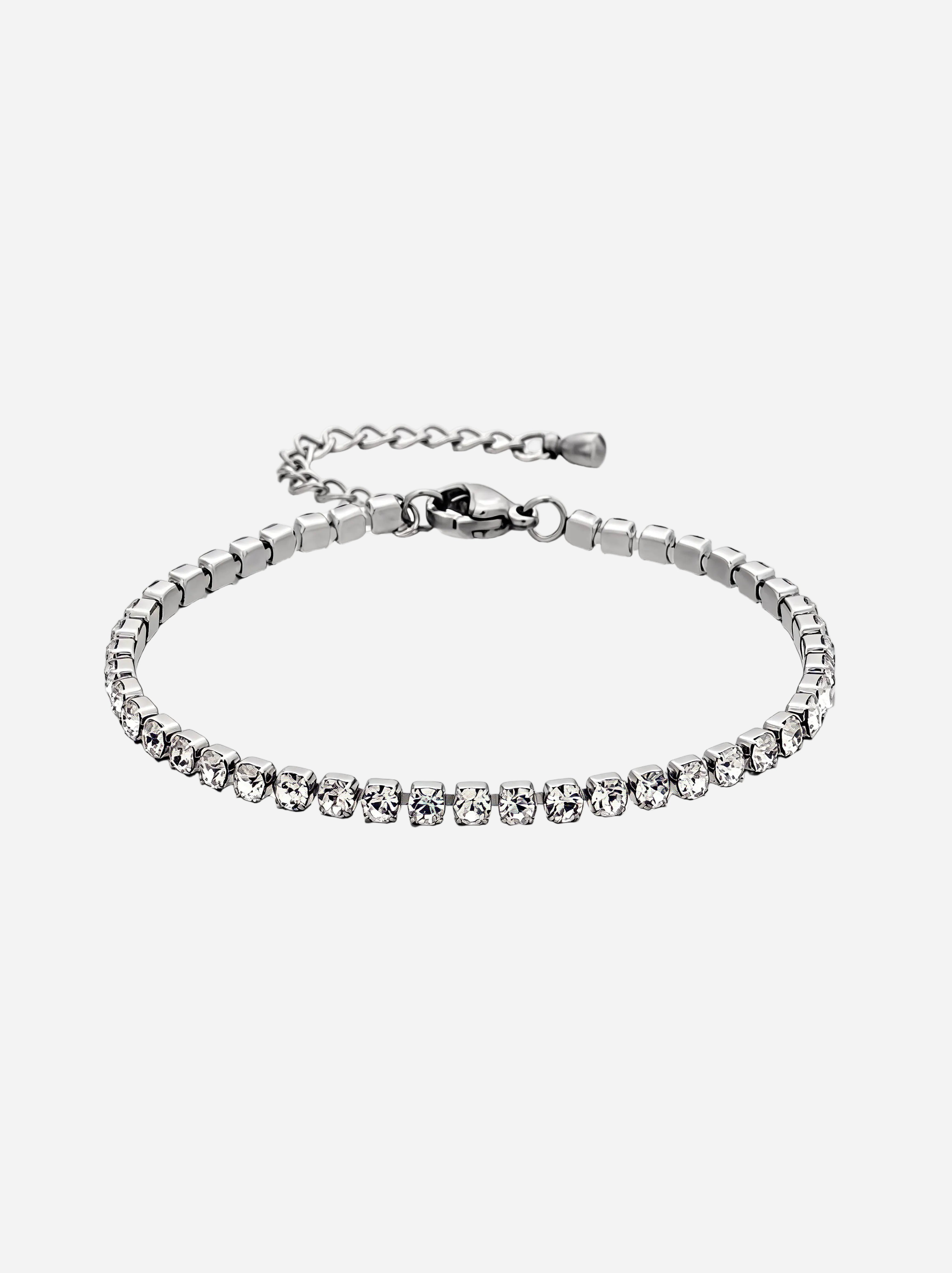 Silbernes Tennisarmband mit Zirkonia-Steinen und Gliederkette