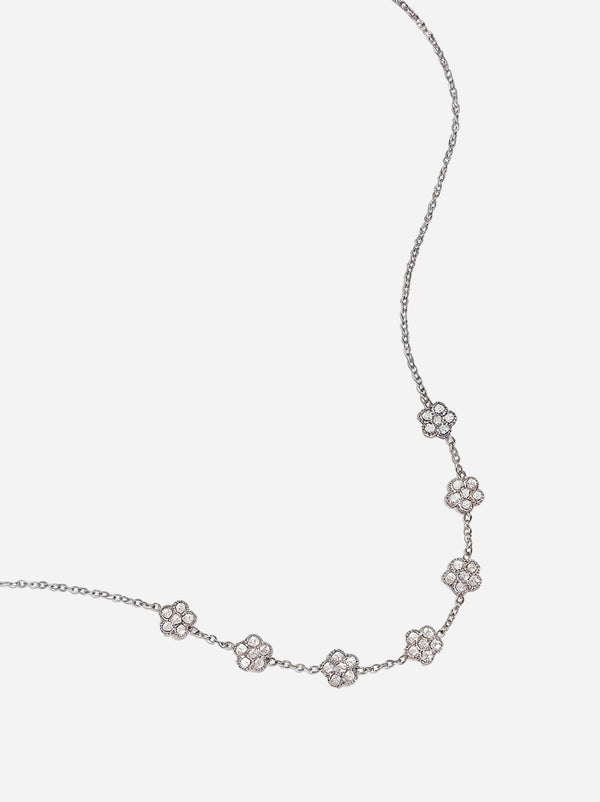 Floréa Halskette in Silber mit Blumen-Anhängern und feiner Kette